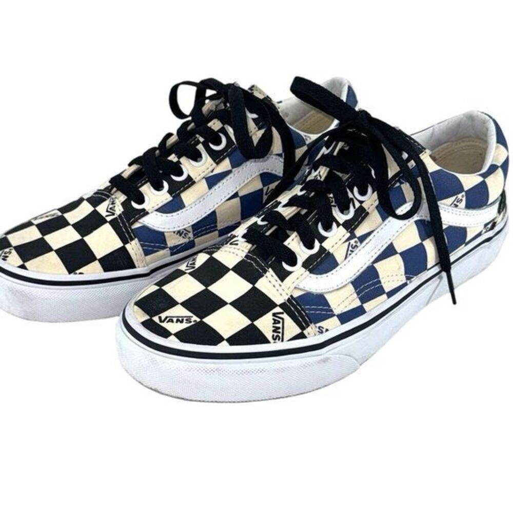 VANS Old Skool Big Check Black Navy UNISEX Men's 7 Woman's 8.5 NWOT VN0A4U3BWRT